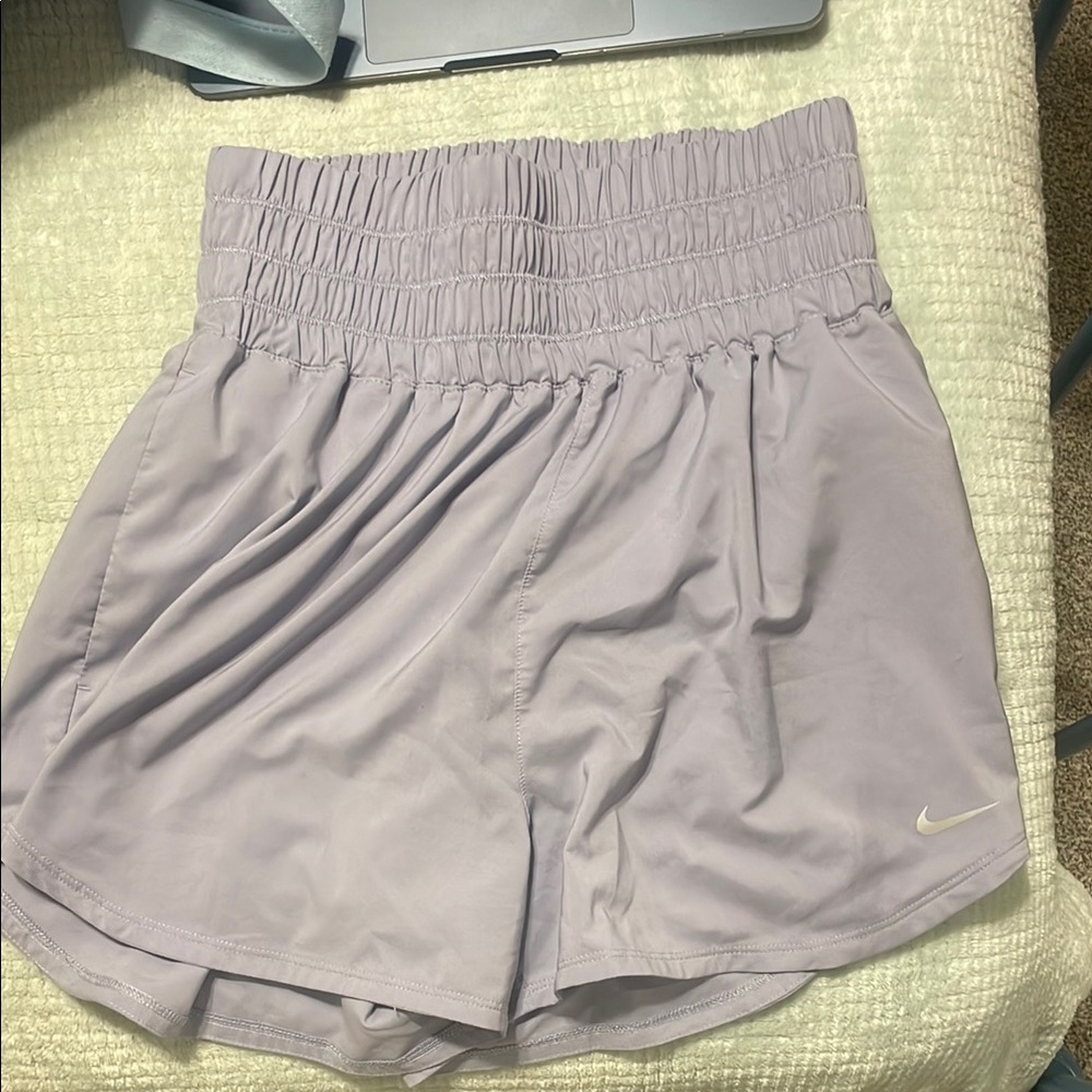 Nike Purple/Gray Athletic Shorts with Elastic Waistband and Flowy Fit